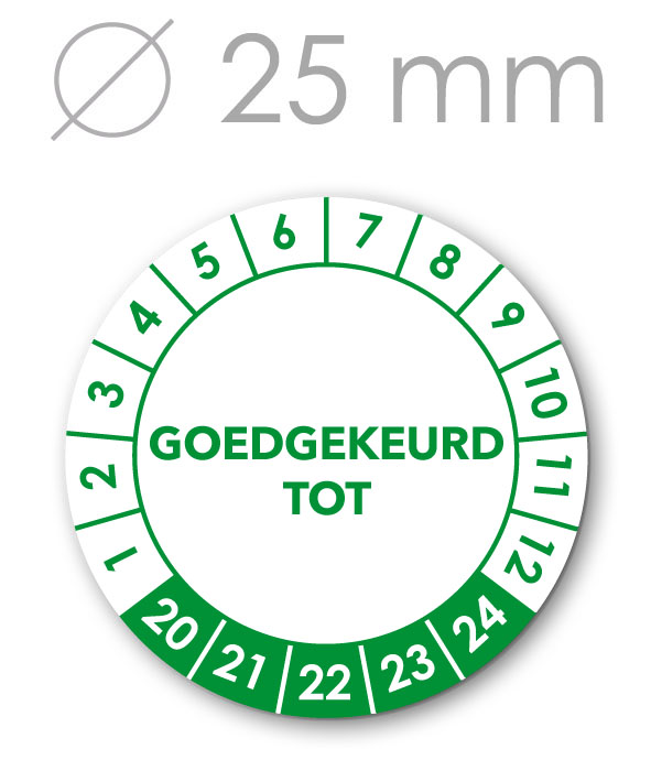 Goedgekeurd GROEN 25 mm.